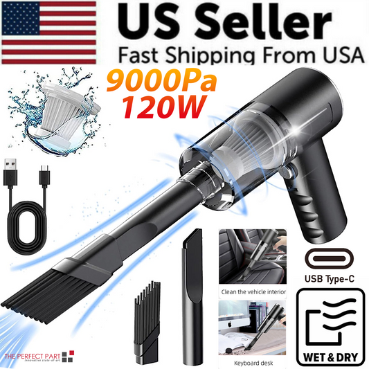 Cordless Handheld Vacuum — 120W, 9000Pa Suction for Car & Home