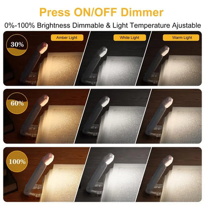 Clip-On LED Book Light — USB Rechargeable, Eye Protection