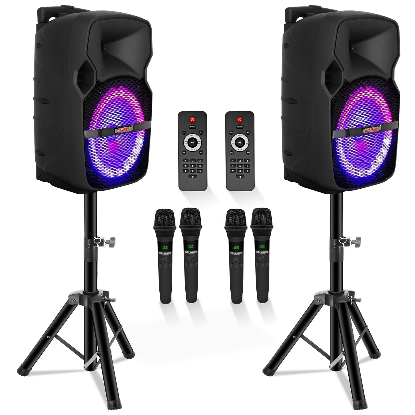 Portable Party Speaker 8" — Karaoke Boombox with 2 Wireless Mics