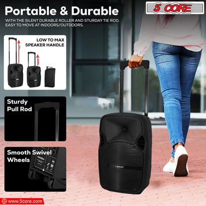 Portable Party Speaker 8" — Karaoke Boombox with 2 Wireless Mics