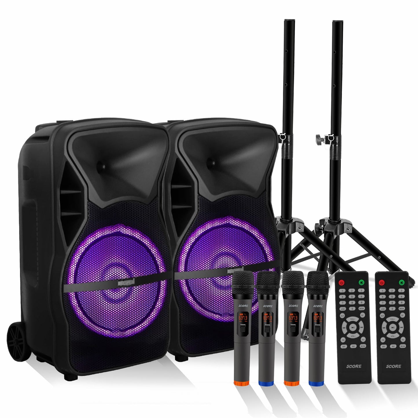 Portable Party Speaker 8" — Karaoke Boombox with 2 Wireless Mics