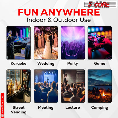 Portable Party Speaker 8" — Karaoke Boombox with 2 Wireless Mics