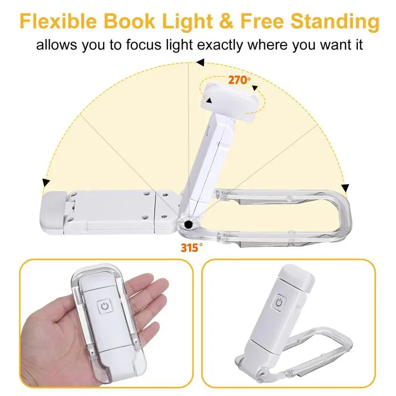 Clip-On LED Book Light — USB Rechargeable, Eye Protection