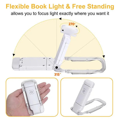 Clip-On LED Book Light — USB Rechargeable, Eye Protection